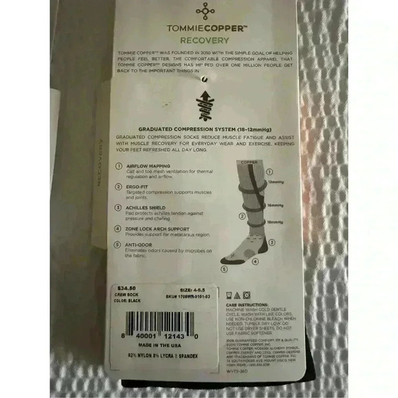 Tommie Copper Compression Socks 2-Pak Size 4-6.5 Retails $70 - Picture 5 of 5